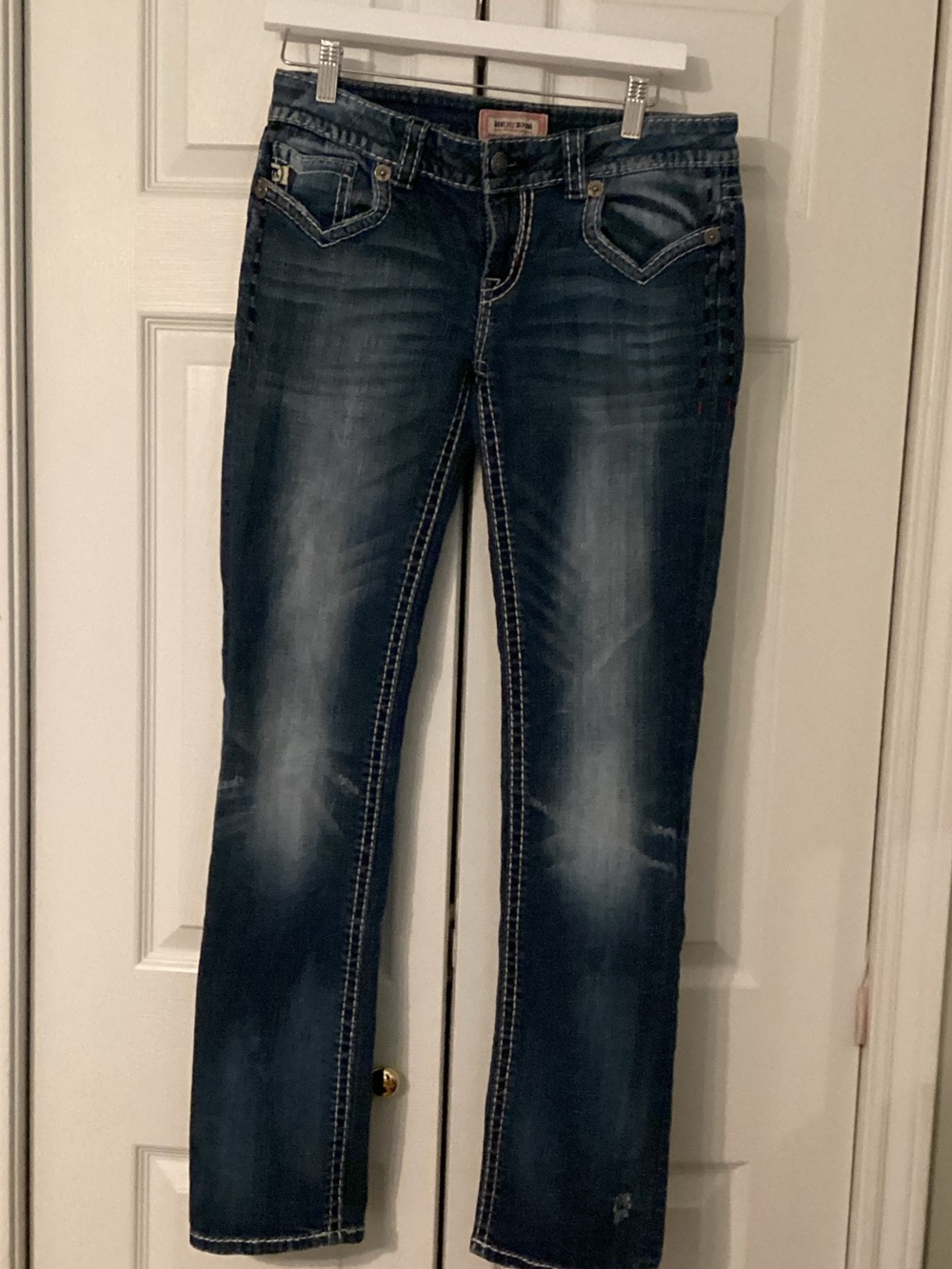 Mek Denim Women's Straight-Leg Jeans in Washed Dark Blue 28x34 Oaxaca